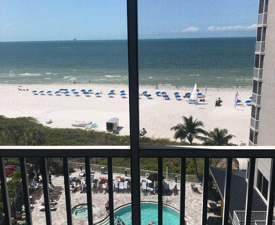 overview of pool from balcony